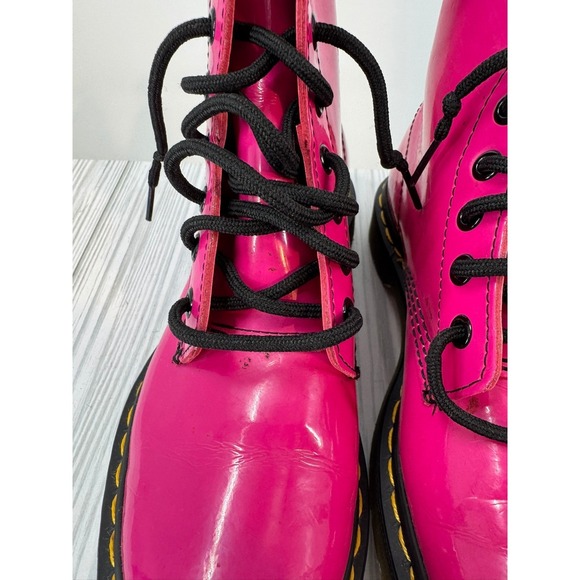 Dr Martens 1460W Hot Pink Patent Leather Lace Up Combat Boots Women's Size 6 - Picture 14 of 14
